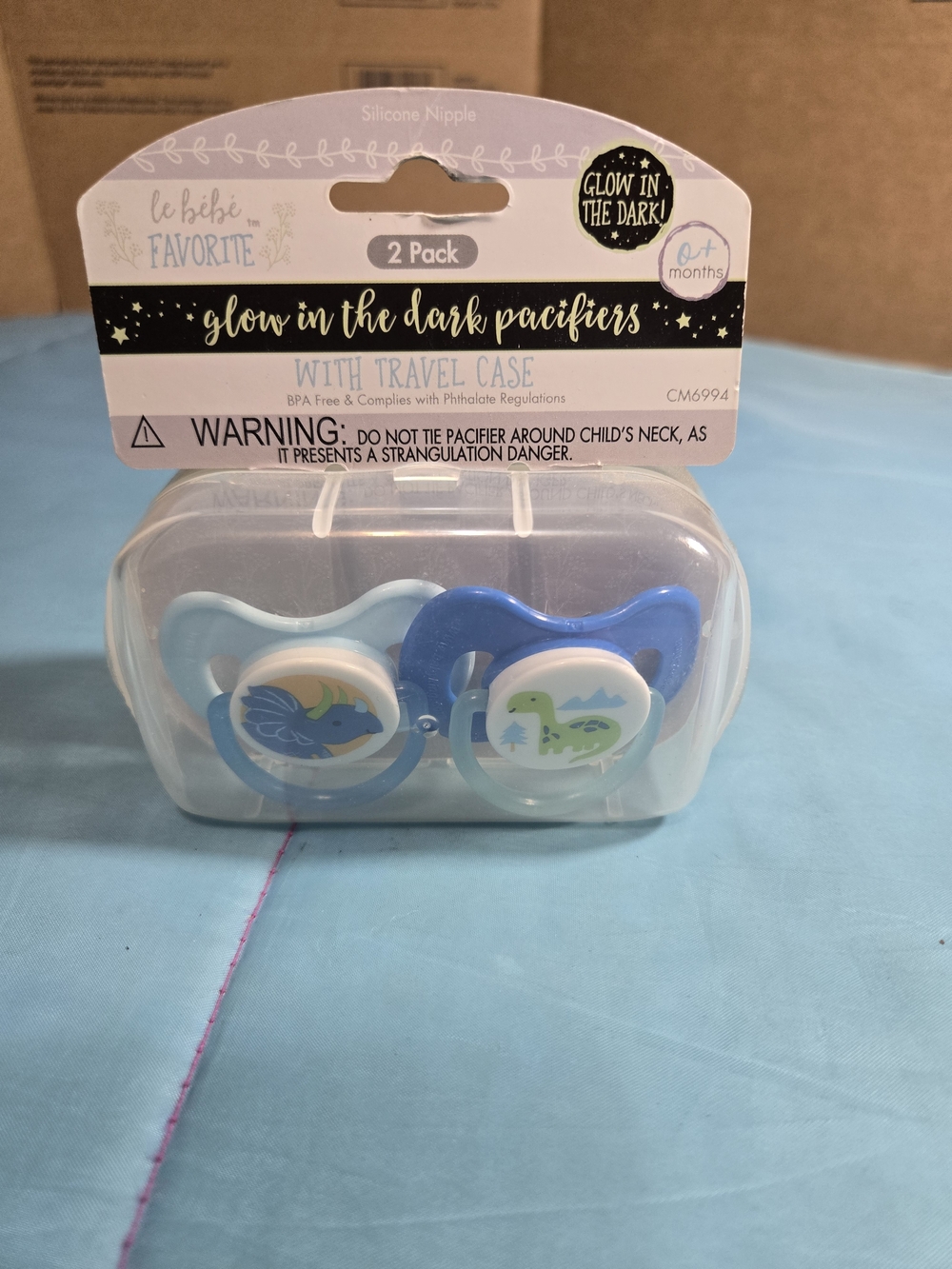 Glow-in-the-Dark Pacifiers 2-Pack in Blue